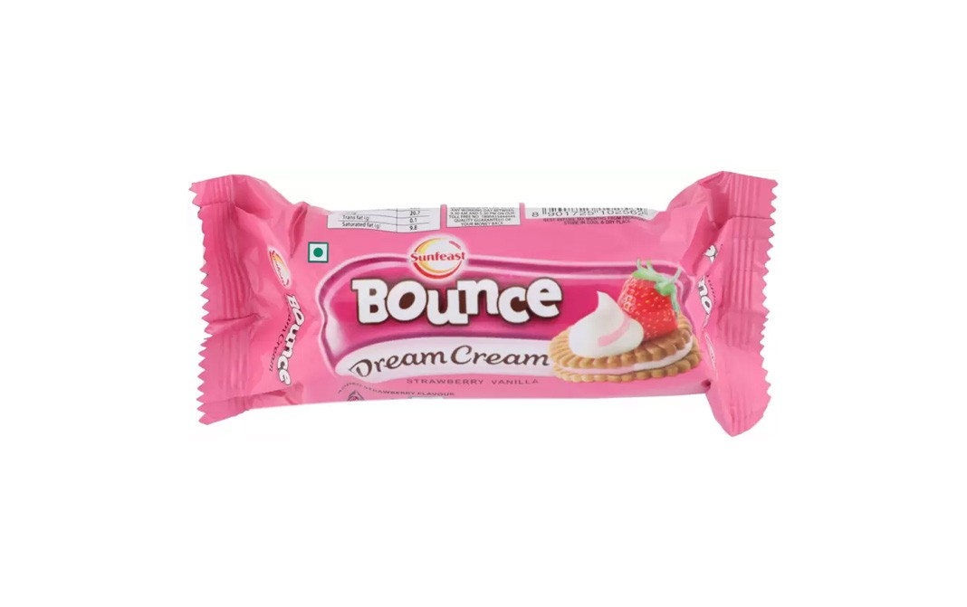 Sunfeast Bounce Dream Cream Strawberry Vanilla   Pack  60 grams